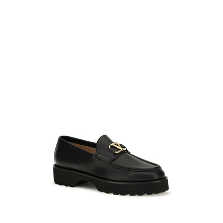Valentino Garavani Black Leather Platform Loafers