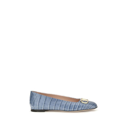 Valentino Garavani Blue Leather Ballet Flats