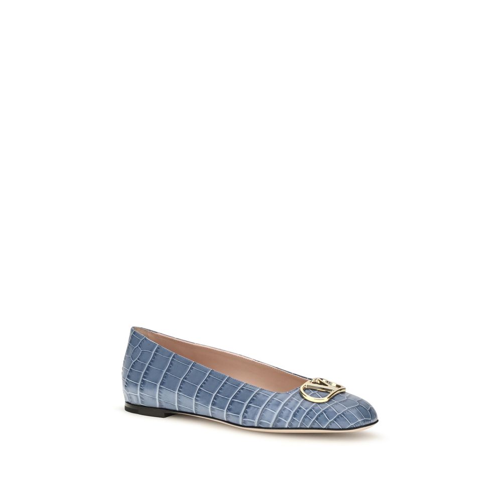 Valentino Garavani Blue Leather Ballet Flats