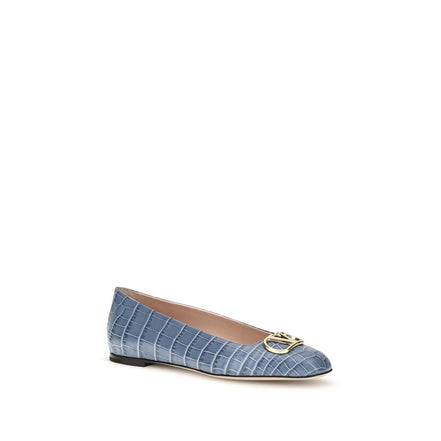 Valentino Garavani Blue Leather Ballet Flats