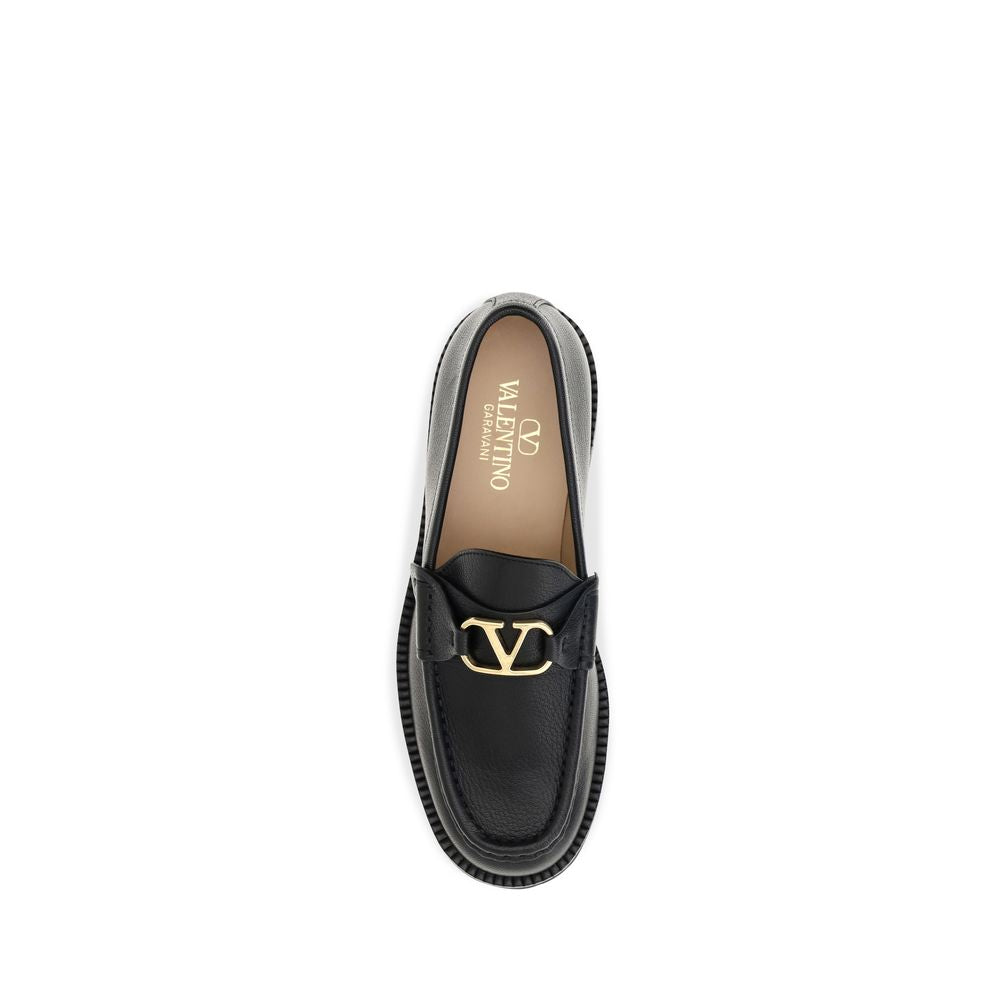 Valentino Garavani Black Leather Platform Loafers