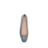 Valentino Garavani Blue Leather Ballet Flats