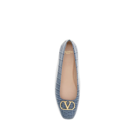 Valentino Garavani Blue Leather Ballet Flats