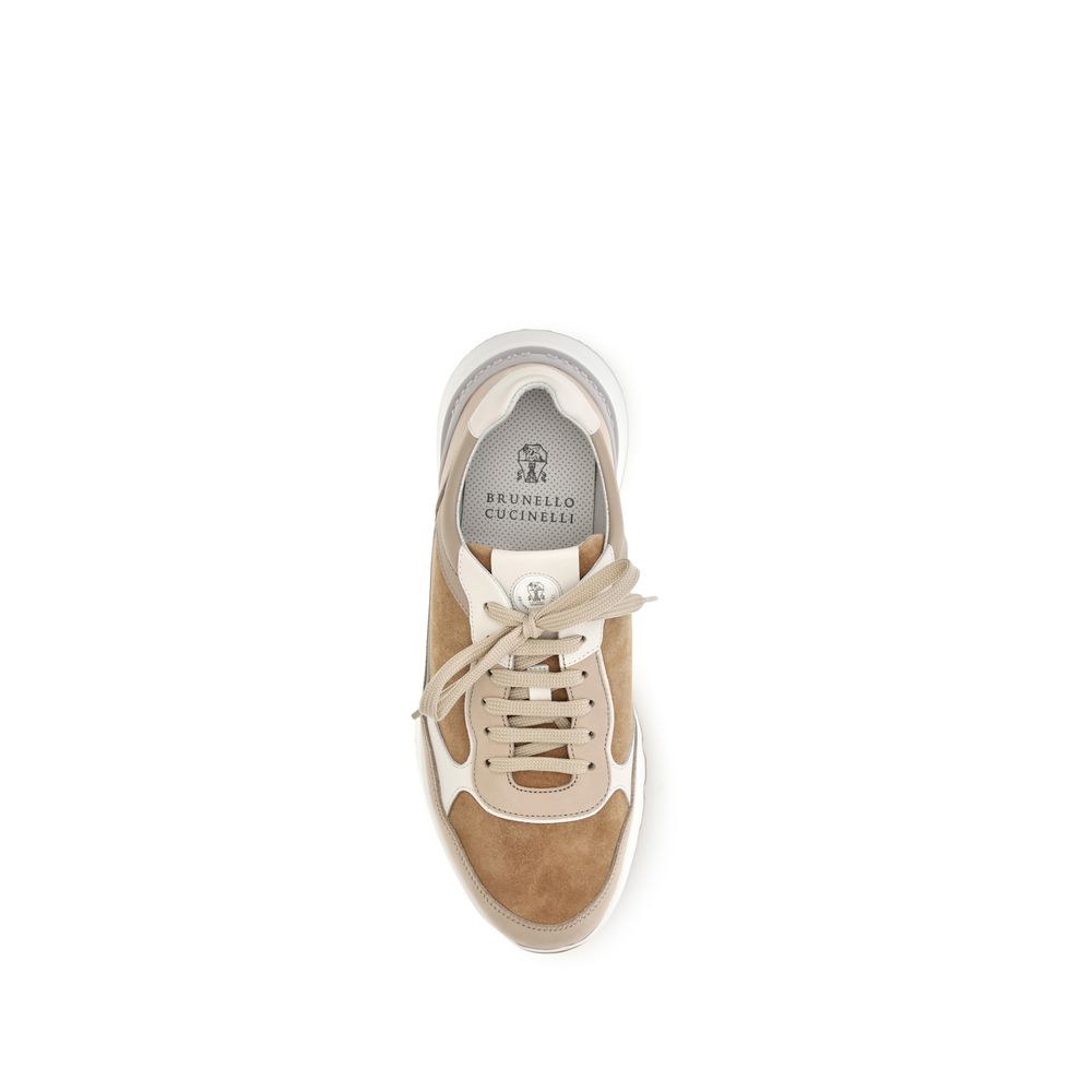 Brunello Cucinelli Beige Leather Low Top Sneakers