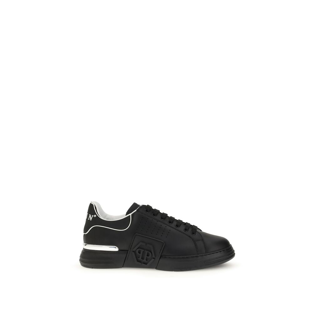 Philipp Plein Black Leather Athletic Sneakers