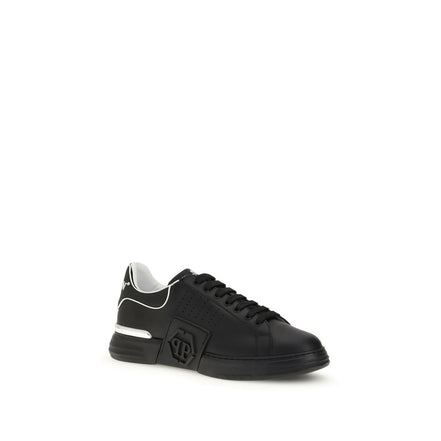 Philipp Plein Black Leather Athletic Sneakers