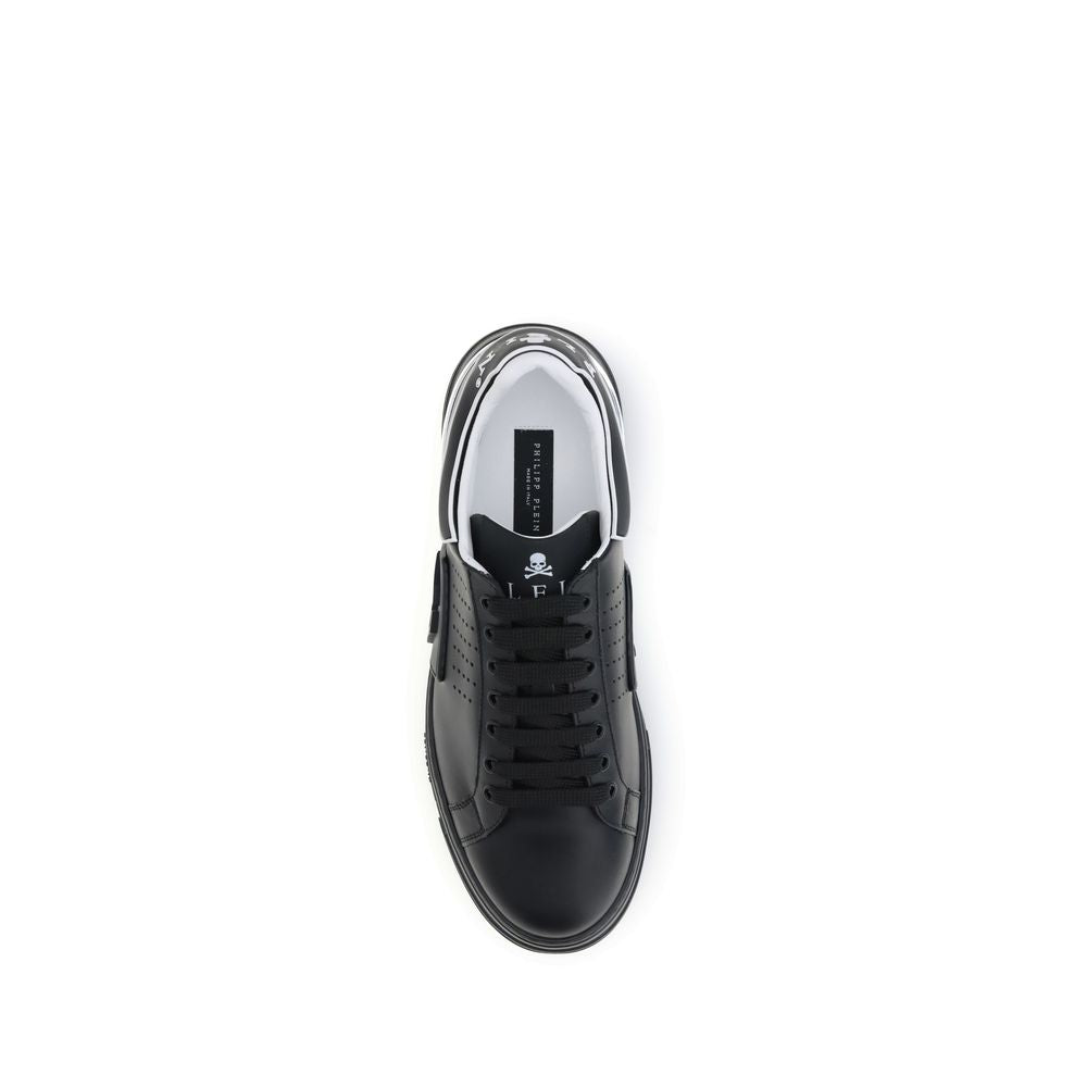 Philipp Plein Black Leather Athletic Sneakers