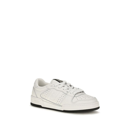 Fendi White Leather Athletic Sneakers