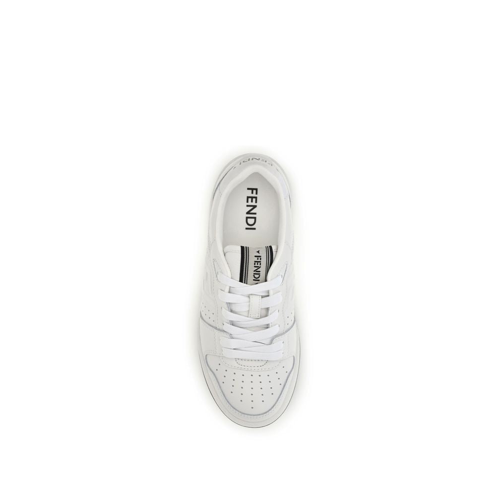 Fendi White Leather Athletic Sneakers