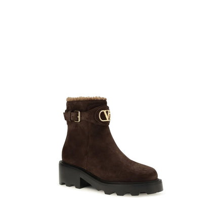Valentino Garavani Brown Leather Ankle Boots