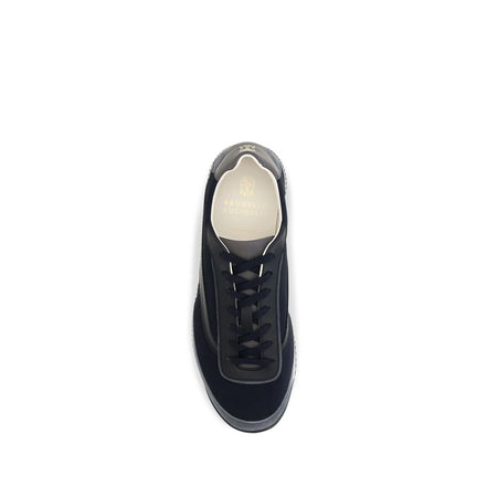 Brunello Cucinelli Blue Suede Leather Athletic Sneakers