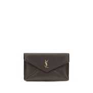 Saint Laurent Brown Lambskin Clutch Bag