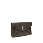 Saint Laurent Brown Lambskin Clutch Bag