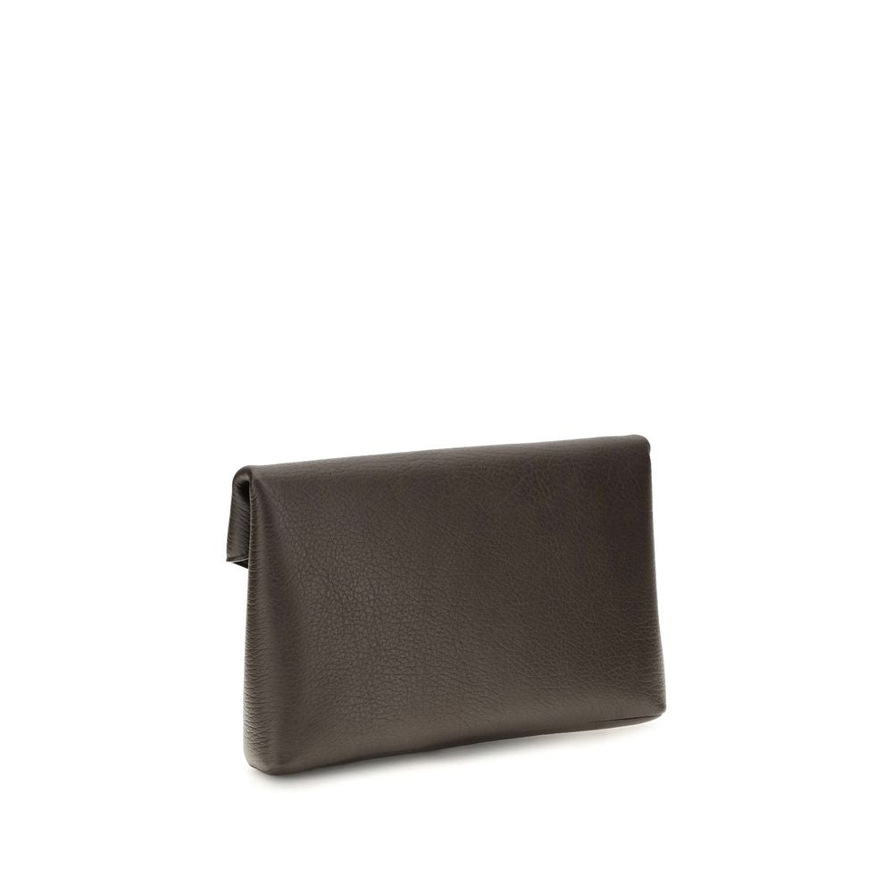 Saint Laurent Brown Lambskin Clutch Bag
