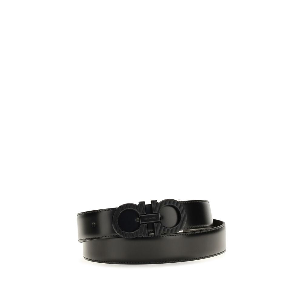 Ferragamo Black Calf Leather Regular Belt
