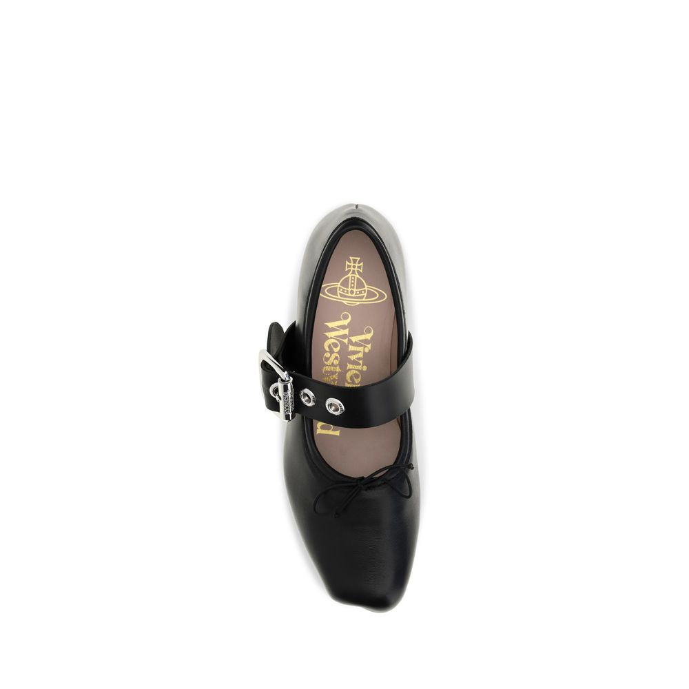 Vivienne Westwood Black Leather Ballet Flats