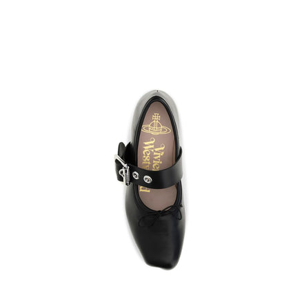 Vivienne Westwood Black Leather Ballet Flats