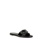 Valentino Garavani Black Leather Flat Sandals