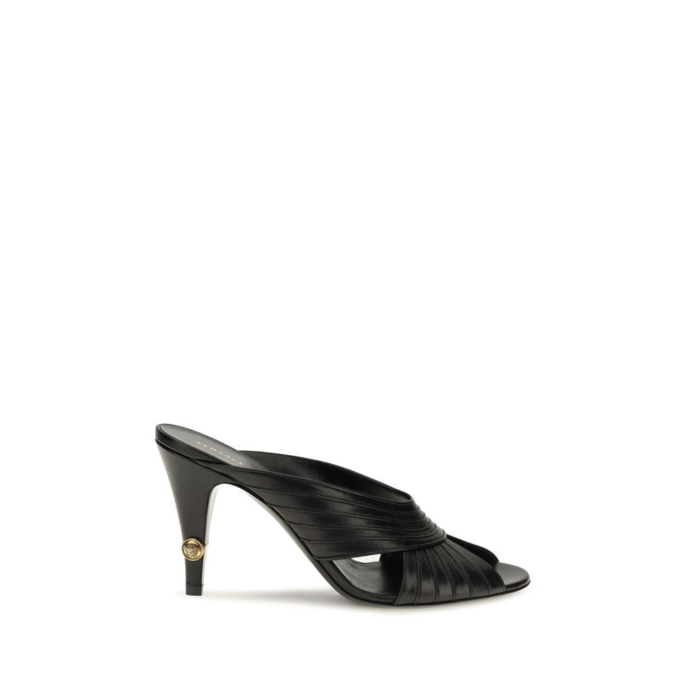 Versace Black Lambskin Mules
