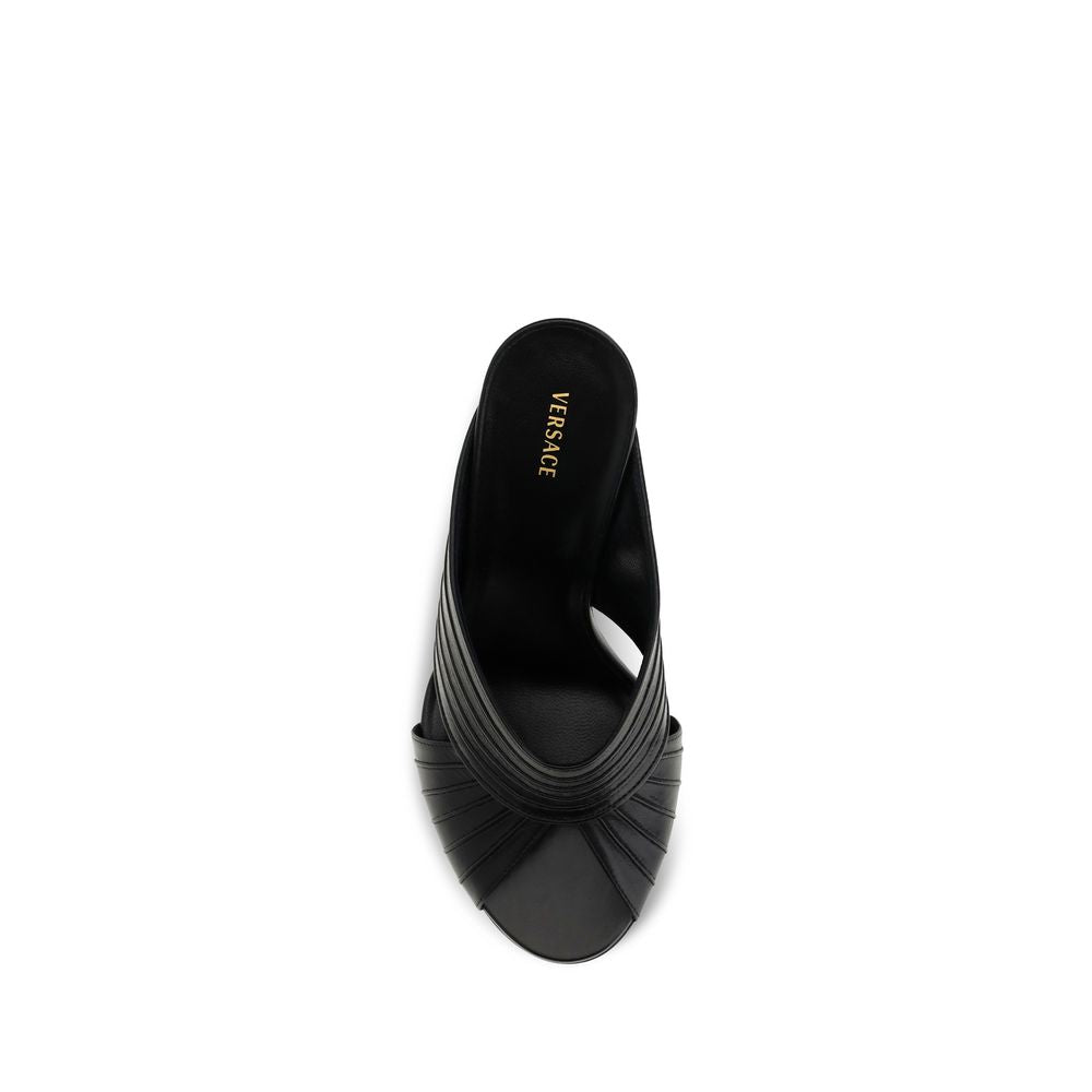 Versace Black Lambskin Mules