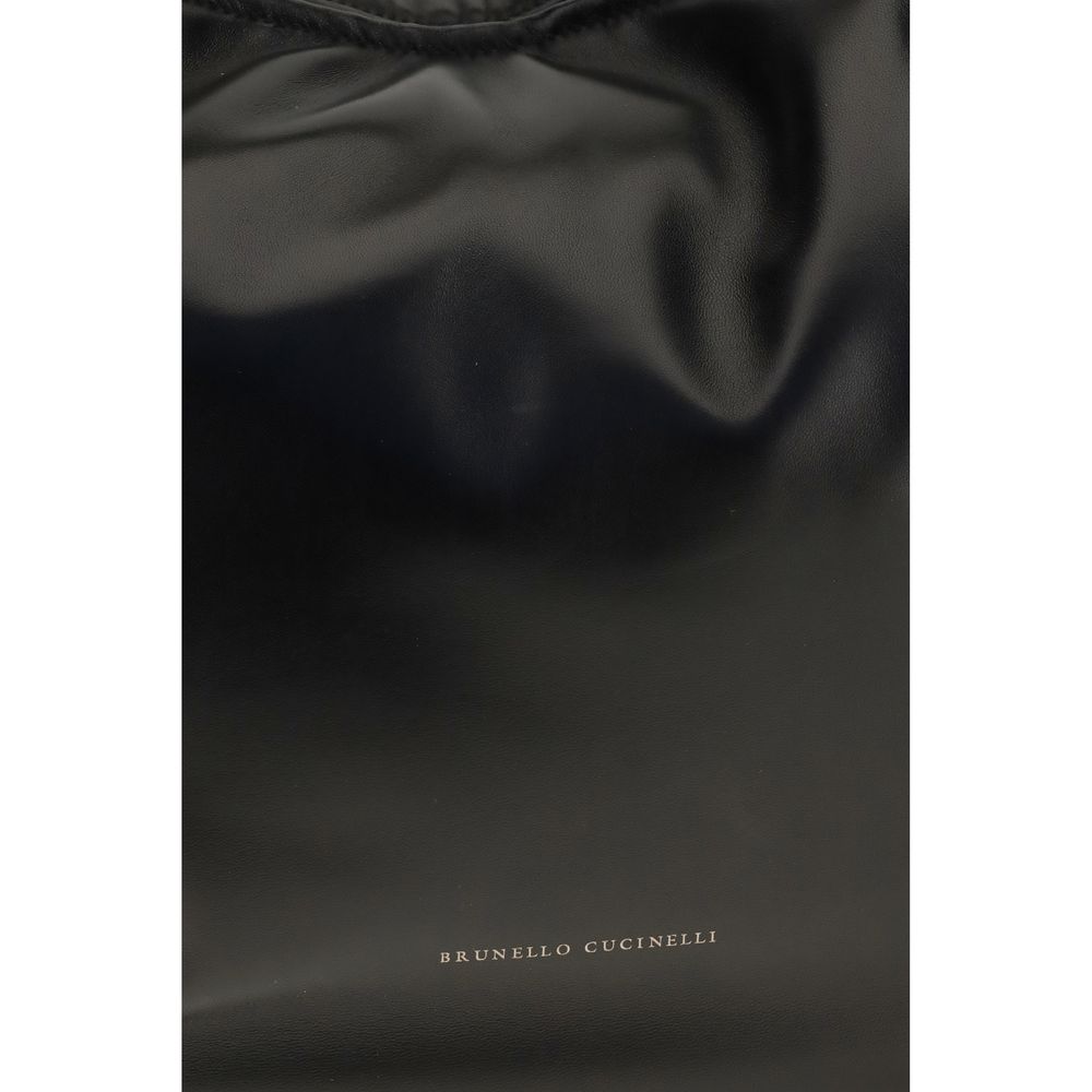 Brunello Cucinelli Black Leather Shoulder Bag
