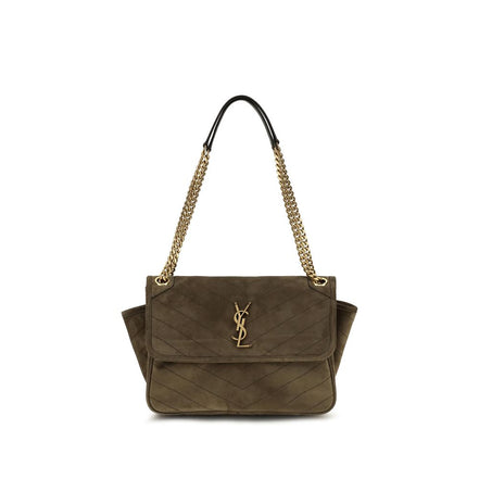 Saint Laurent Bicolor Suede Leather Shoulder Bag