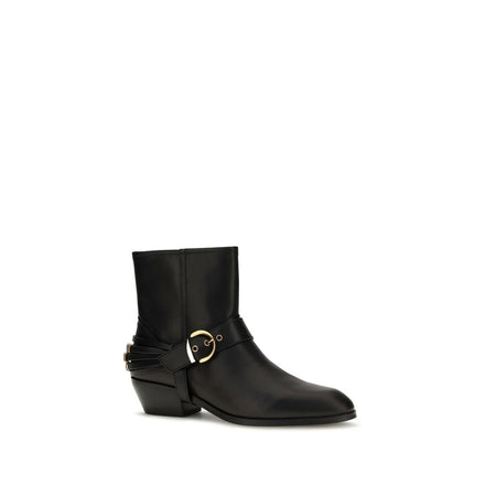PINKO Black Leather Ankle Boots