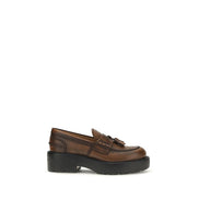 Miu Miu Brown Leather Platform Loafers