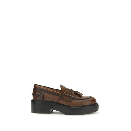 Miu Miu Brown Leather Platform Loafers