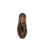 Miu Miu Brown Leather Platform Loafers