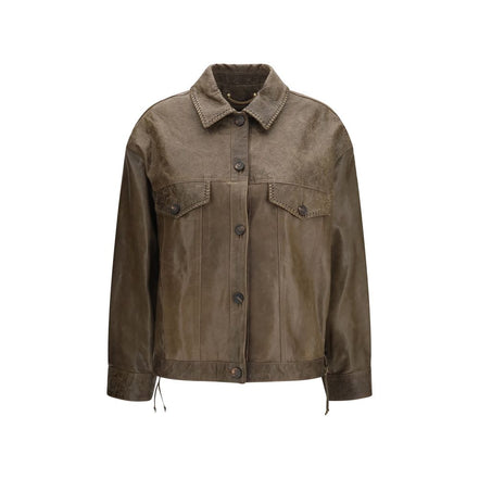 Golden Goose Brown Lamb Leather Jacket