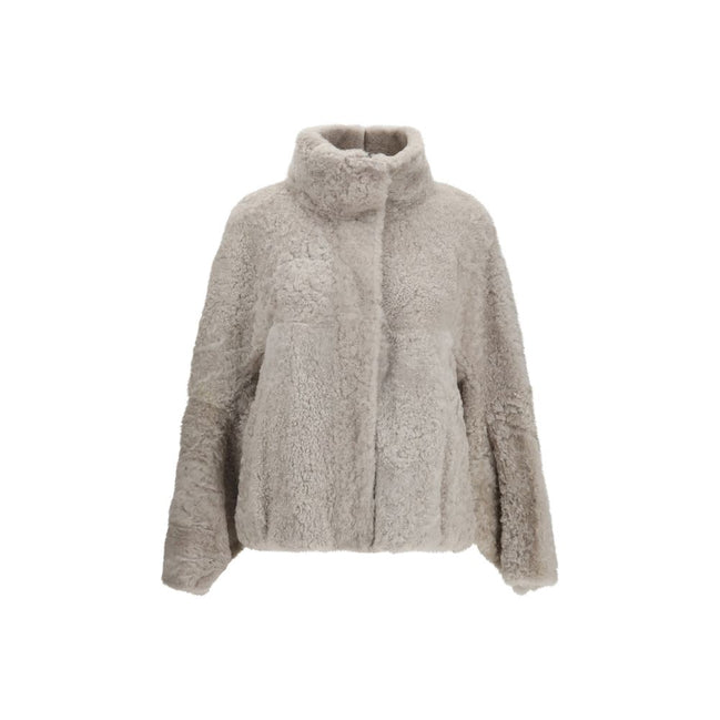 Brunello Cucinelli Gray Faux Fur Full-Length Jacket