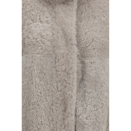 Brunello Cucinelli Gray Faux Fur Full-Length Jacket