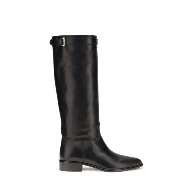 Prada Black Calf Leather Ankle Boots