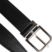 Dolce & Gabbana Black Calf Leather Classic Silver Buckle Belt