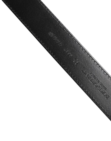 Dolce & Gabbana Black Calf Leather Classic Silver Buckle Belt