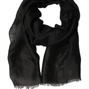 Dolce & Gabbana Black DG Logo Fringed Edge Lace Stole Scarf