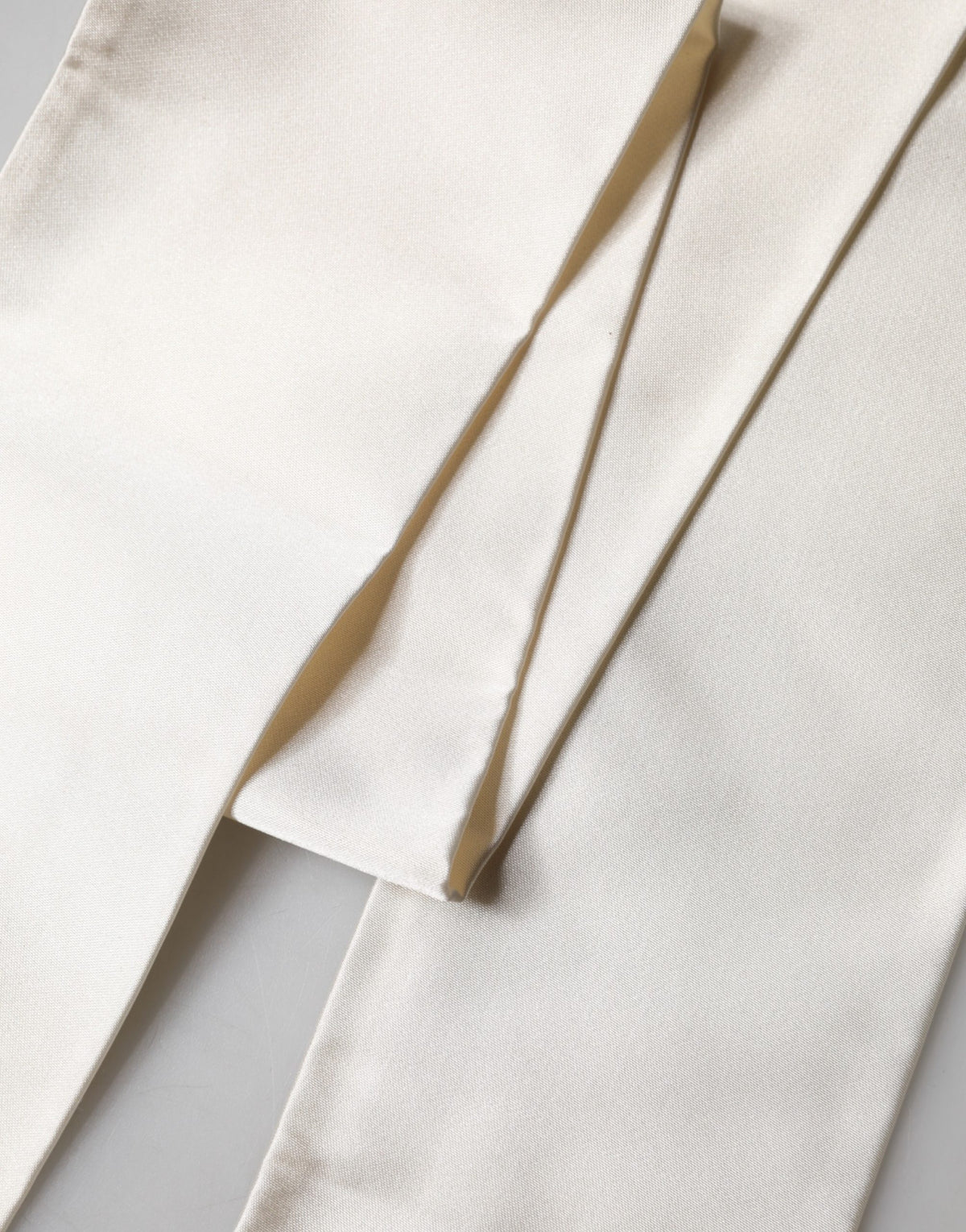 Dolce & Gabbana White Satin Silk Fringed Stole Scarf