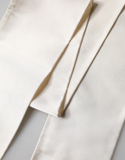 Dolce & Gabbana White Satin Silk Fringed Stole Scarf