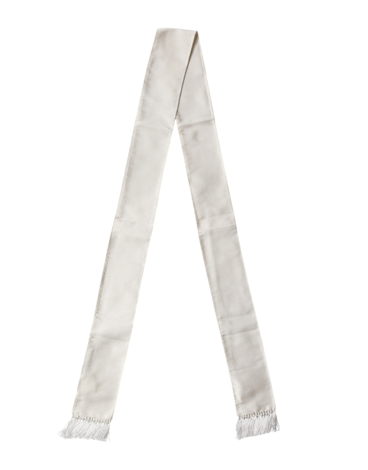 Dolce & Gabbana White Satin Silk Fringed Stole Scarf