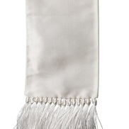 Dolce & Gabbana White Satin Silk Fringed Stole Scarf