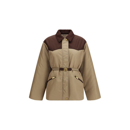 Versace Beige Nylon Full-Length Jacket