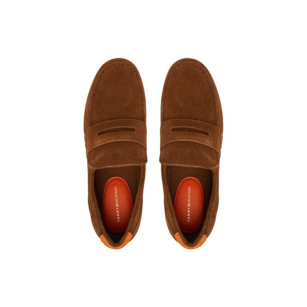 Tommy Hilfiger Brown Suede Leather Slip-On Loafers