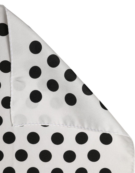 Dolce & Gabbana White Black Polka Dot Square Foulard Scarf