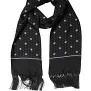 Dolce & Gabbana Black Silk DG Logo Men Fringed Shawl Scarf