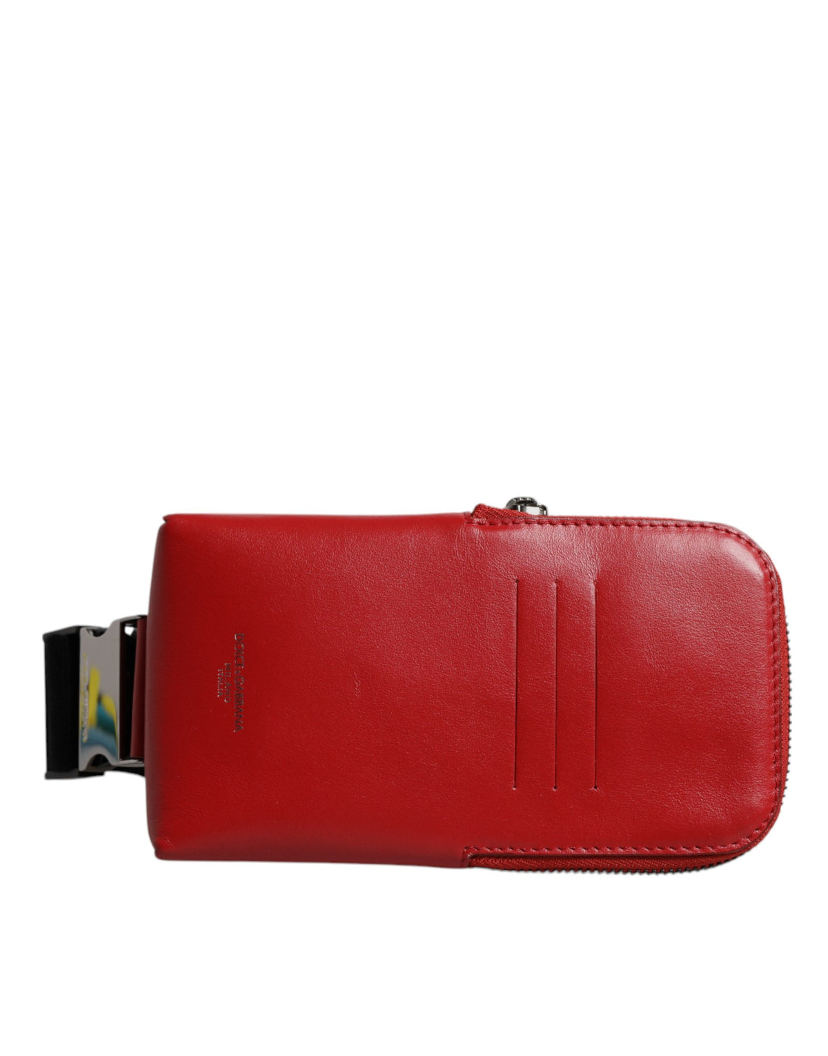 Dolce & Gabbana Red Calfskin Leather Phone Cardholder Crossbody Bag