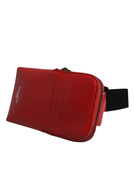 Dolce & Gabbana Red Calfskin Leather Phone Cardholder Crossbody Bag