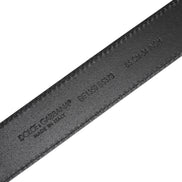 Dolce & Gabbana Black Grained Leather Gold Metal Buckle Belt