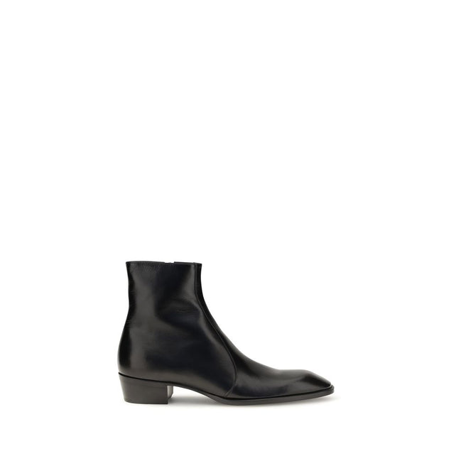 Saint Laurent Black Calf Leather Ankle Boots
