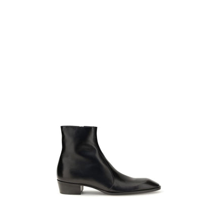 Saint Laurent Black Calf Leather Ankle Boots